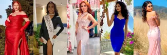 Varias modelos posando con vestidos sandymay